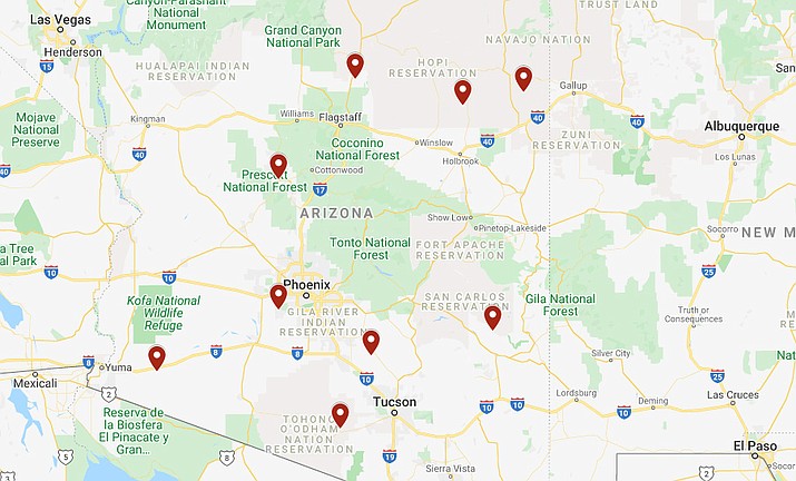 As of March 25, 2020, there are 401 confirmed cases of COVID-19 in Arizona. Maricopa is up to 251 cases, Pima 49, Pinal 23, Coconino 23, Navajo 37, Apache 7, Yavapai 4, Graham 2, and Yuma 3.  
124 tests have been provided in Yavapai County with 106 negative, and 14 pending. (AP file photo)
