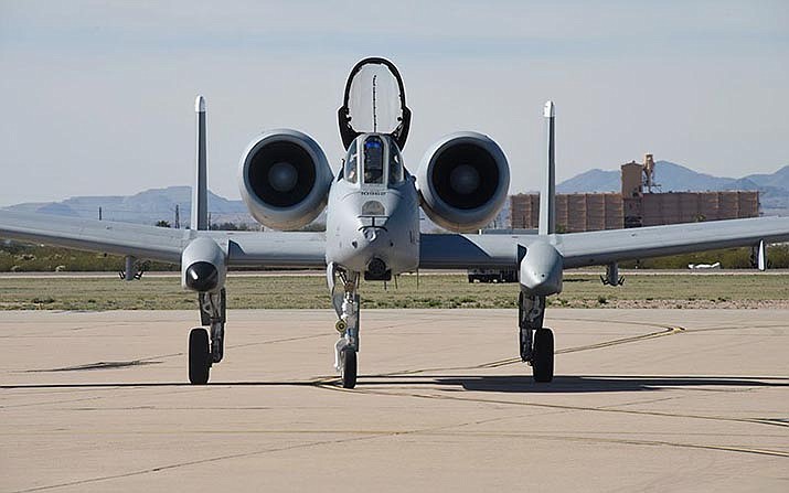An Air Force A-10 taxis down the flight line at Davis-Monthan Air Force Base in Tucson on Feb. 27. Rep. Ann Kirkpatrick, D-Tucson, said the Air Force plans to retire 42 of the planes at Davis-Monthan next year, half the A-10s there. (Photo by 2nd Lt. Casey E. Bell/U.S. Air Force)