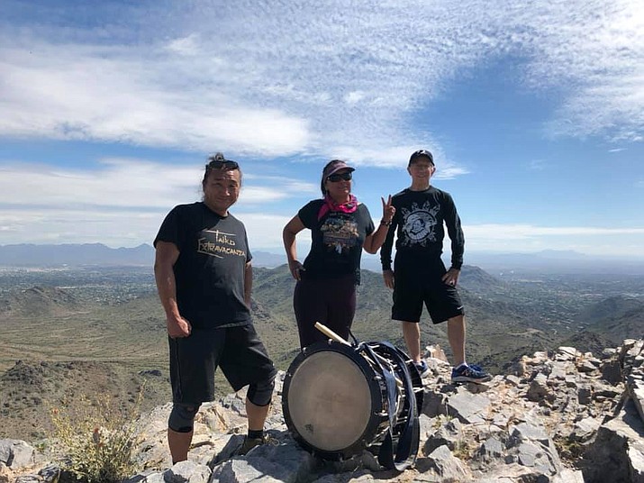 On Monday, March 23, 20202 on top of Piestewa Peak, Ken Koshio, Geri Hongeva-Camarillo and Ernest Martinez. (Photo courtesy of NHHR)