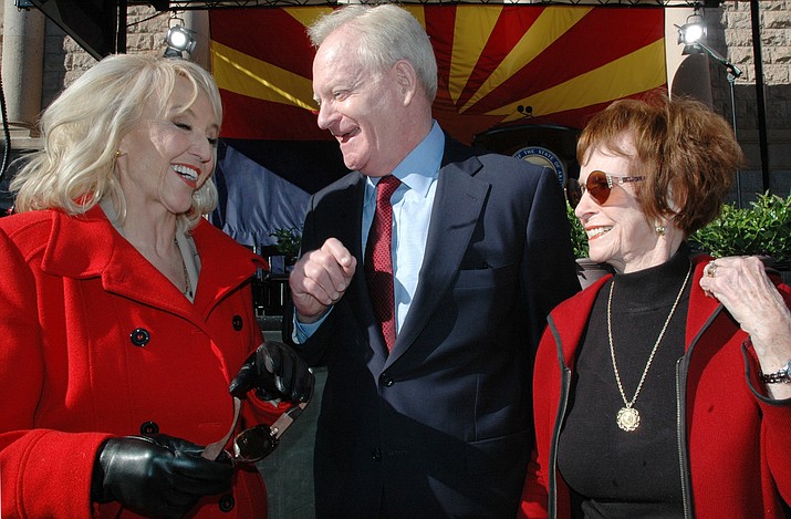 From left, former Arizona governors Jan Brewer, Fife Symington and Jane Hull. (Capitol Media Services, file)