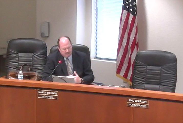 Phil Bourdon, county administrator, speaks at the Yavapai County Board of Supervisors meeting Wednesday, May 6, 2020. (Screenshot of meeting)