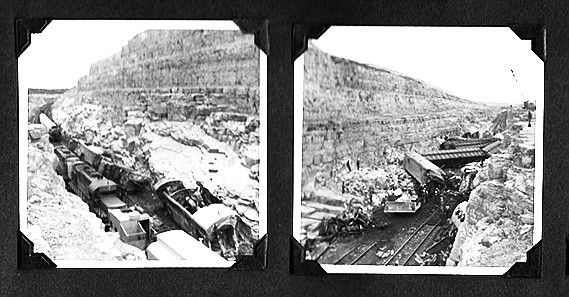 ATSF Grand Canyon Limited train #123 hit boulders west of Williams at Double A Cut April 5, 1964. Three people were killed in the wreck. (Photo/Messimer Family)