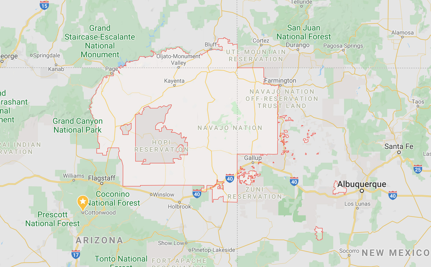 Navajo Nation Map Outline