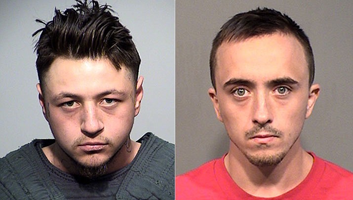 Prescott Valley resident 19-year-old Joseph “Joey” Levi Poindexter, left, and Phoenix resident 21-year-old Nicholas Tyler Johnson are in the Yavapai County jail on multiple charges after an incident in Prescott Valley on June 9, 2020. (PVPD/Courtesy)