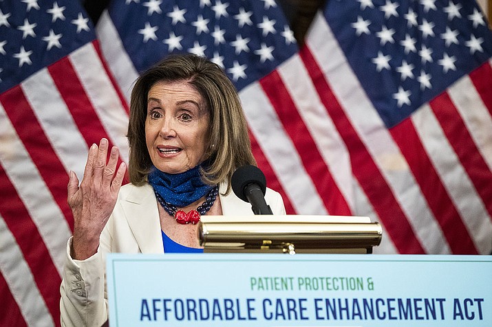 House Speaker Nancy Pelosi of Calif., speaks during news conference unveiling the Patient Protection and Affordable Care Enhancement Act on Capitol Hill in Washington on Wednesday, June 24, 2020. (Manuel Balce Ceneta/AP)