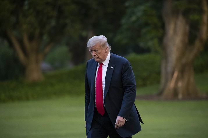 President Donald Trump walks on the South Lawn after arriving on Marine One at the White House, Thursday, June 25, 2020, in Washington. Trump is returning from Wisconsin. (Alex Brandon/AP)