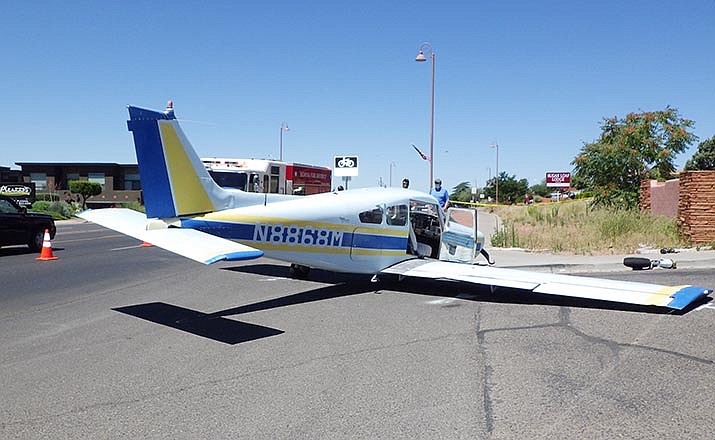A small plane made an emergency landing in lanes of State Route 89A in West Sedona late Sunday morning. Neither of the two occupants appeared to be seriously injured. Courtesy of Sedona Fire District