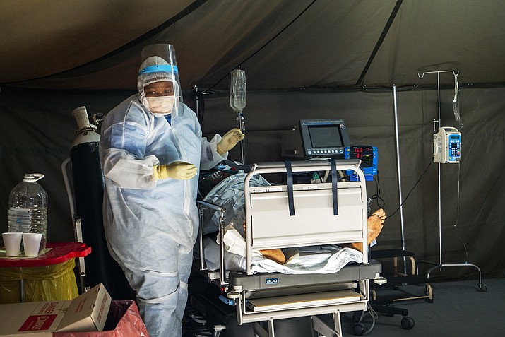COVID-19 patients are being treated at the Tshwane District Hospital in Pretoria, South Africa, Friday, July 10, 2020. Health Minister Zweli Mkhize said South Africa could run out of available hospital beds within the month. (Jerome Delay/AP)