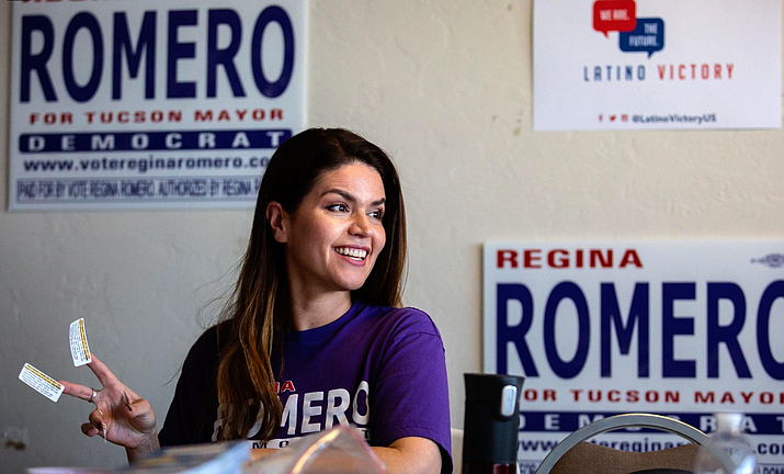 Regina Romero smiles during a campaign activity last year before she was elected mayor of Tucson. Romero, along with the mayors of Phoenix Flagstaff, Tempe and Tolleson, said, in a letter to the governor, that they were “deeply concerned with the exponential rise” in COVID-19 cases in the state and called on Ducey to implement stronger, statewide restrictions. File photo