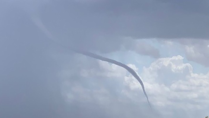 Jim Stewart of Kingman captured this photo of a rare funnel cloud over Kingman at about 11 a.m. on Friday, July 24. (Courtesy photo by Jim Stewart)