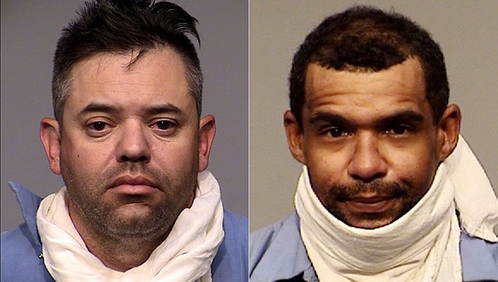 Jerrod Coger, 44, and Theodore Goodright, 34, were arrested by Prescott Valley Police for allegedly firing guns in a Prescott Valley motel parking lot Sunday, Aug. 2, 2020. (PVPD/Courtesy)