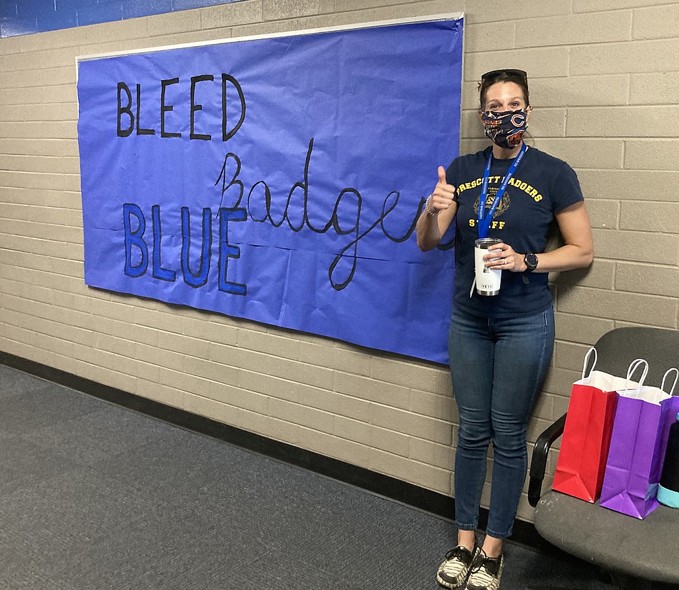 Prescott High School freshman biology teacher Jessica Heinbaugh at the school's graduation Saturday, Aug. 8, 2020. (Nanci Hutson/Courier)
