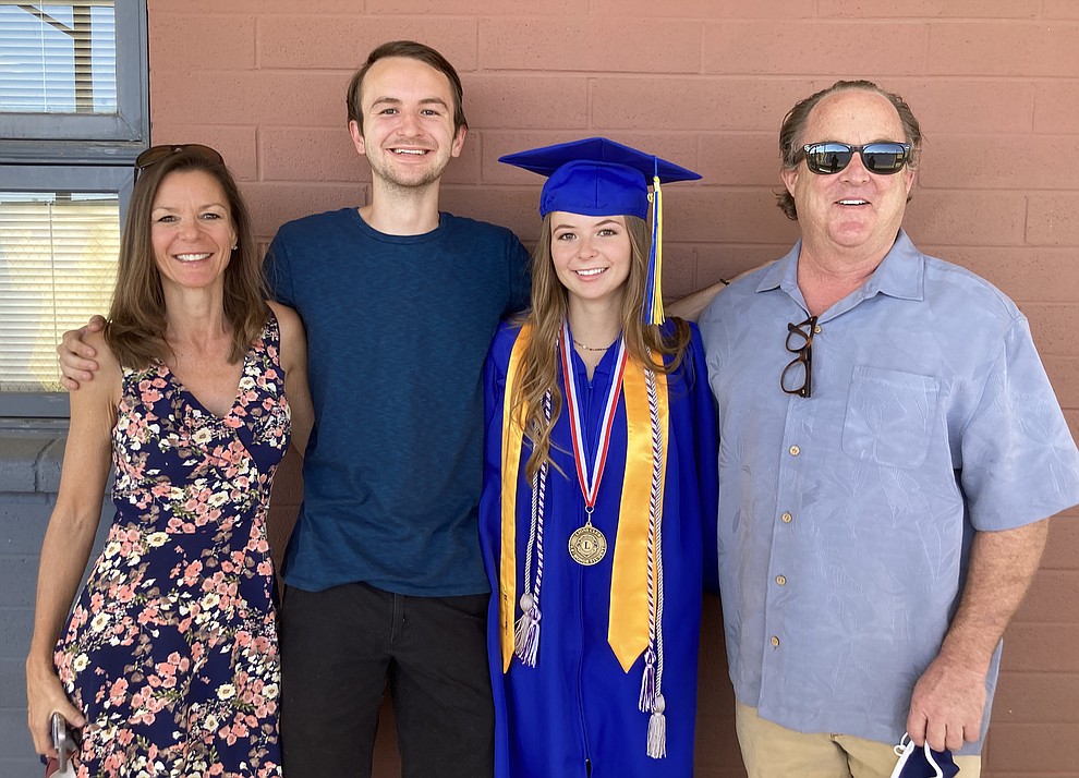 Prescott High School graduate Makenna Gallus and her family at the school's graduation Saturday, Aug. 8, 2020. (Nanci Hutson/Courier)