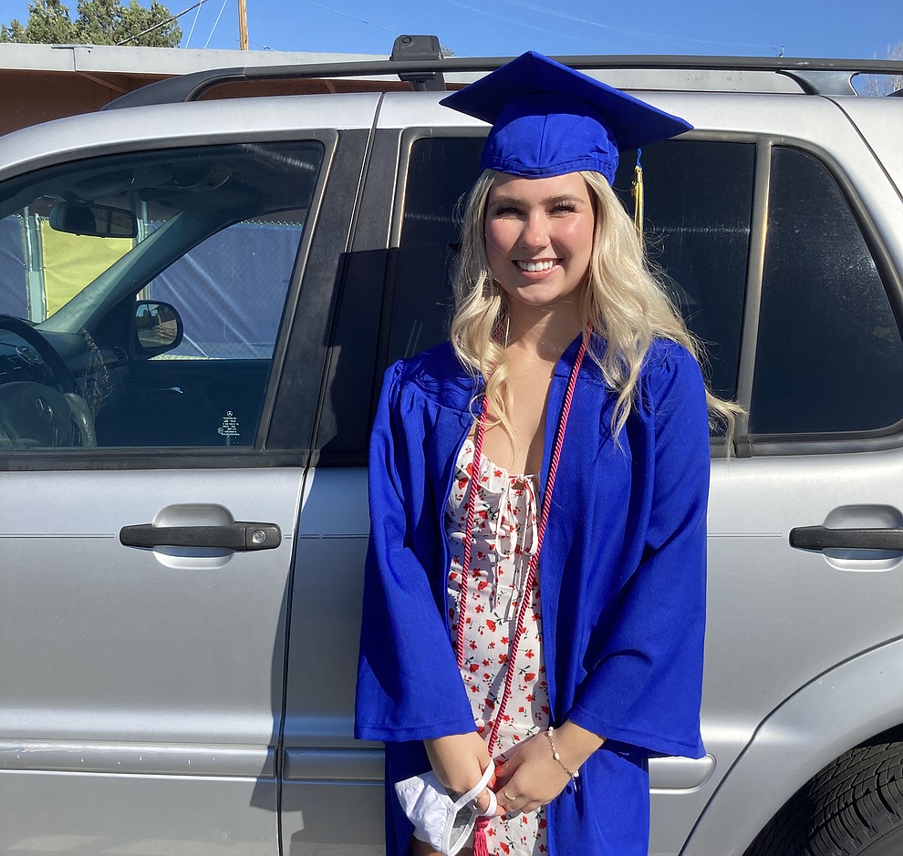 Prescott High School graduate Britney Bowyer at the school's graduation Saturday, Aug. 8, 2020. (Nanci Hutson/Courier)