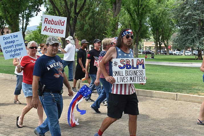 Protesters In Downtown Prescott Reopen Arizona The Daily Courier Prescott Az