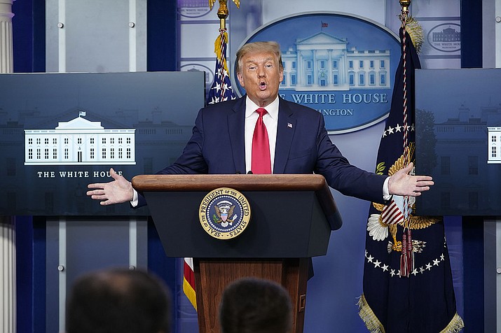 President Donald Trump speaks during a news conference at the White House in Washington, Thursday, Sept. 10, 2020. (AP Photo/Susan Walsh)