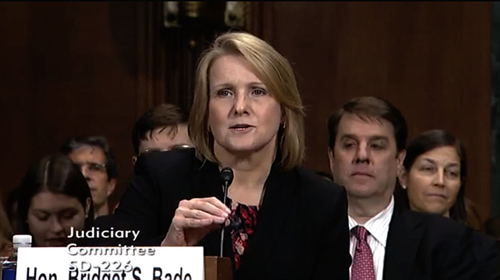 Phoenix native Bridget Bade testifies before the Senate Judiciary Committee in late 2018 on her nomination to a judgeship on the 9th U.S. Circuit Court of Appeals. (Photo courtesy Senate Judiciary Committee)