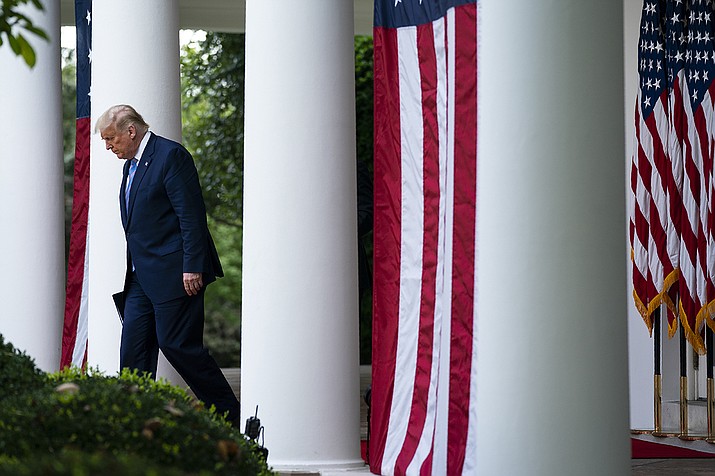 President Donald Trump arrives to speak about coronavirus testing strategy, in the Rose Garden of the White House, Monday, Sept. 28, 2020, in Washington. (Evan Vucci/AP)