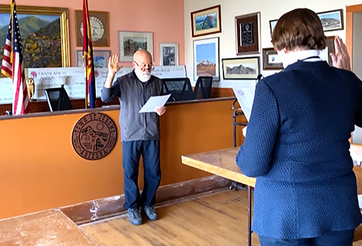Dr. Jack Dillenberg is sworn in to the Jerome Town Council on Monday at the Jerome Town offices. He was selected mayor on Tuesday night. Photo courtesy Dr. Jack Dillenberg