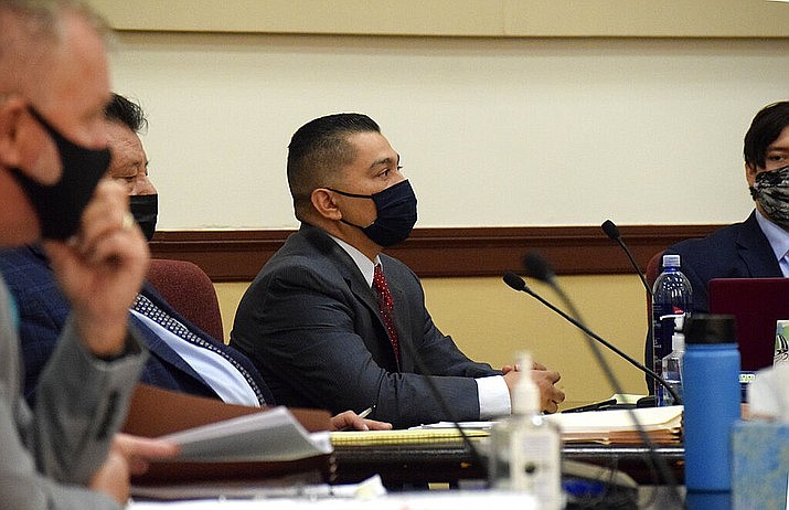 Cecilio Cruz listens to testimony Tuesday, Nov. 3, 2020 in his trial in Prescott. Cruz faces more than 40 years in prison if he's convicted of second-degree murder in the death of his ex-girlfriend in 1997 in Cottonwood, Arizona, and manslaughter in the death of his unborn son. VVN/Jason Brooks