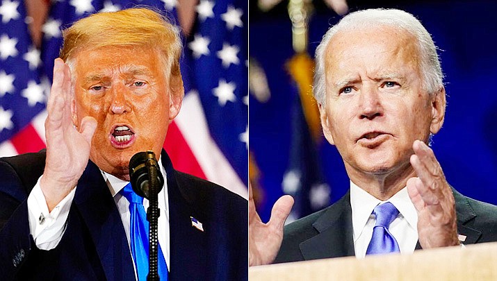 Pictured are President Donald Trump, left, and President-Elect Joe Biden. Biden won the state of Arizona and its 11 Electoral College votes, but 15 Republican county committees want Gov. Doug Ducey to call a special session for lawmakers to return to the Capitol so they can order an audit of the machinery used to count ballots. (AP file photos)
