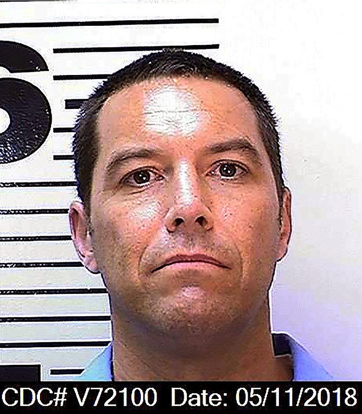 This May 11, 2018, file photo, from the California Department of Corrections and Rehabilitation, shows Scott Peterson. A California prosecutor says someone has filed an unemployment claim in the name of convicted murderer Peterson. Sacramento County District Attorney Anne Marie Schubert said it is one of at least 35,000 unemployment claims made on behalf of prison inmates between March and August 2020. (California Department of Corrections and Rehabilitation via AP, File)