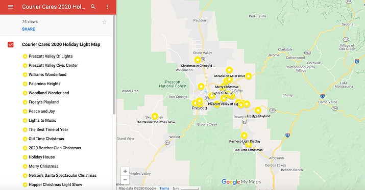 2020 Christmas Light Map Holiday Lights 2020 Contest Map, Vote For Your Favorite Before Noon Monday,  Dec. 21 | The Daily Courier | Prescott, Az