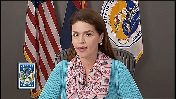 Tucson Mayor Regina Romero speaks during a recent online message. Gov. Doug Ducey isn't going to try to block Tucson and Pima County from enforcing a mandatory curfew even though it is in direct violation of his own executive order, at least not now -- if ever. Courtesy photo