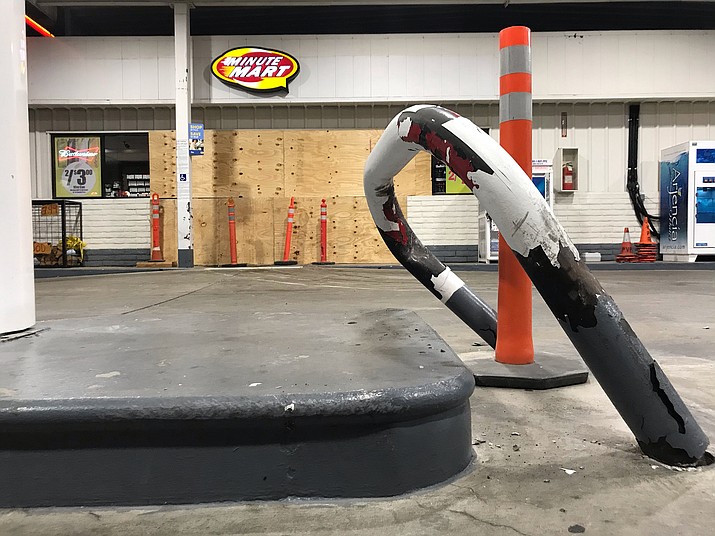 According to police, on Thursday, Dec. 31, at approximately 11:35 p.m. the 18-year-old woman was driving southbound on Robert Road at Highway 69 when she drove her car into the Shell convenience store. Based on visible damage, the vehicle  went between the front gas pumps but struck a protection barrier before crashing into the front entryway of the store. (Courier photo)