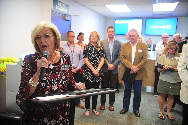 Prescott Councilwoman Billie Orr speaks at the Prescott Regional Airport on Aug. 29, 2018. (Courier file photo)