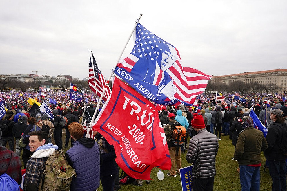 People attend a rally in Washington, Wednesday, Jan. 6, 2021, in support of President Donald Trump. (AP Photo/Carolyn Kaster)