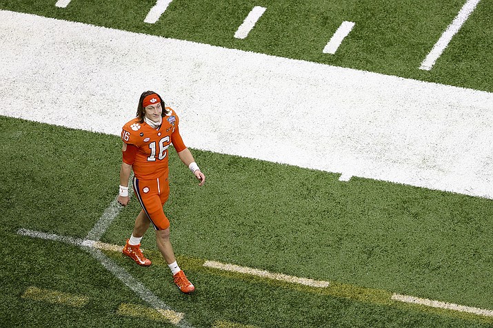 Clemson quarterback Trevor Lawrence leaves the field after their loss against Ohio State during the Sugar Bowl NCAA college football game Friday, Jan. 1, 2021, in New Orleans. Ohio State won 49-28. (Butch Dill/AP)