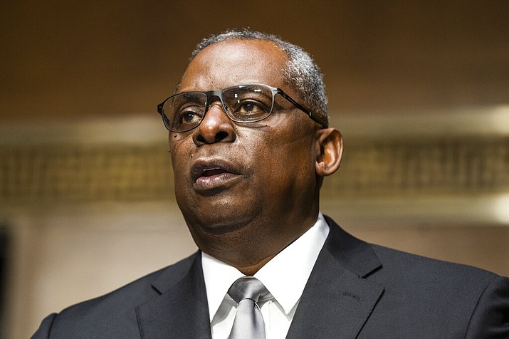 Secretary of Defense nominee Lloyd Austin, a recently retired Army general, speaks during his conformation hearing before the Senate Armed Services Committee on Capitol Hill, Tuesday, Jan. 19, 2021, in Washington. (Jim Lo Scalzo/Pool via AP)