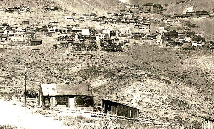 In a photo taken in the early 1900s, miners’ shacks can be seen on the hillside in Jerome. Now the town is looking at how tiny homes may fit into the town today. Library of Congress photo