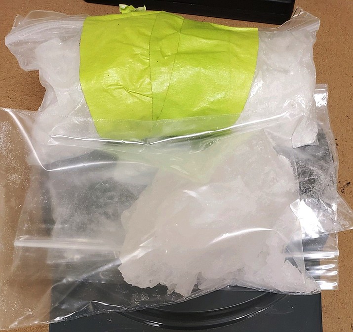 A search of the Domenicks' vehicle turned up a white crystalline rock of meth in the back seat. A total of a half a pound of meth was seized. (YCSO)