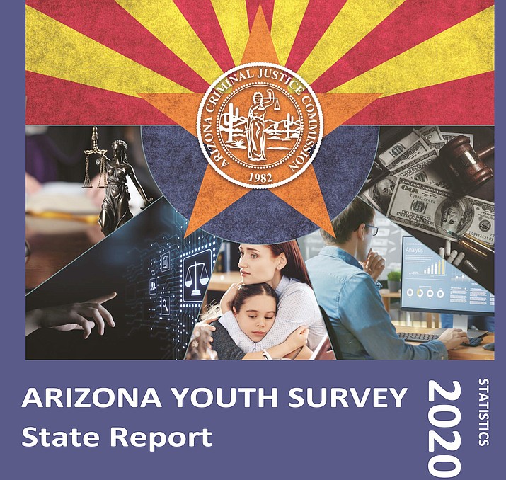 The cover of the 2020 Arizona Youth Survey conducted by the Arizona Criminal Justice Commission. It is a 97-page document featuring Arizona students and their answers to several questions about substance abuse, gangs, delinquency, dangerous driving and much more. (ACJC/Courtesy)