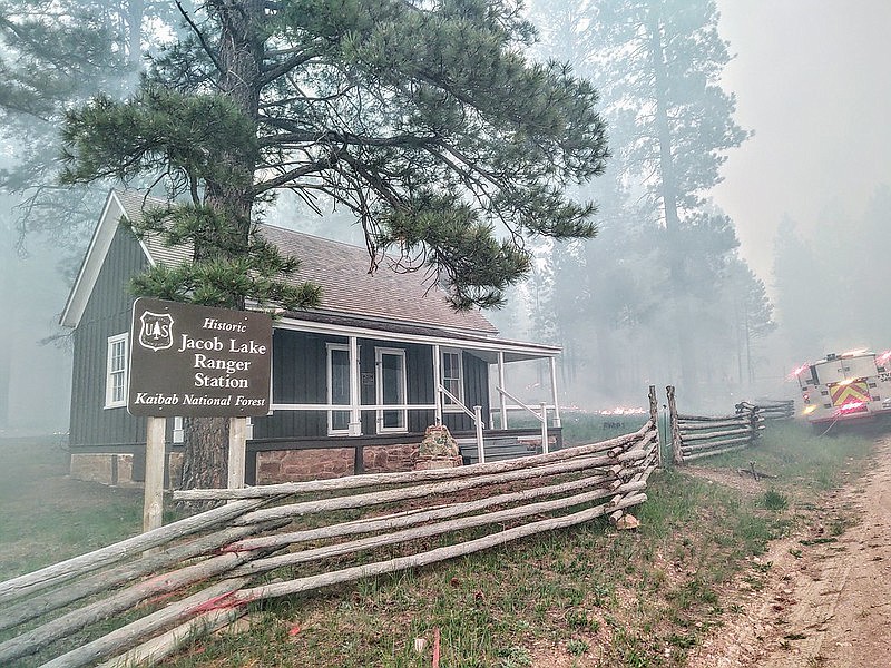 The Historic Jacob Lake Ranger Station was threatened during the Mangum Fire.
