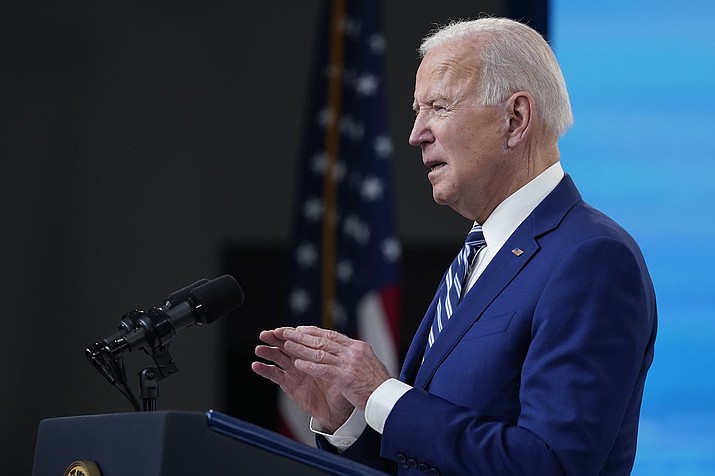 President Joe Biden speaks during an event on COVID-19 vaccinations and the response to the pandemic, in the South Court Auditorium on the White House campus, Monday, March 29, 2021, in Washington. (Evan Vucci/AP)