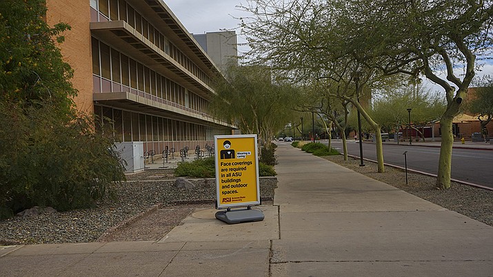 Gov. Doug Ducey last month rescinded mask mandates in the state, but Arizona State University,  Sofia Fuentes/Cronkite News)