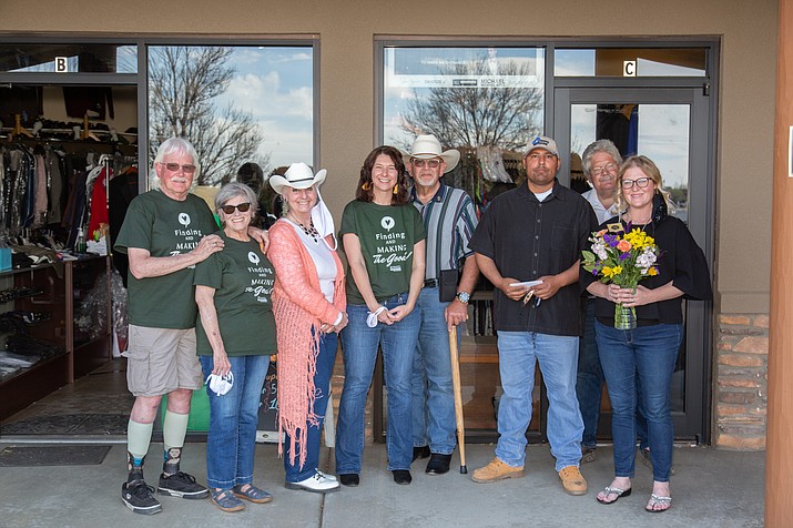 Finding and Making the Good recognizes Real Hope members Phillip Whitehead (American Legion Post 140, center), Daniel Carrillo, Duke Bacher and Tara Wolfe-Martin. Not pictured is Julie Davis, the “angel behind the scenes.” (Andrew McQuality/Courtesy)