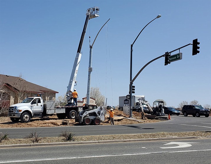 Signal arms for the new traffic signal at the intersection of Glassford Hill Road and Spouse Drive will finish being installed from 9 p.m. to 5 a.m. Wednesday, April 14, and Thursday, April 15. (Town of Prescott Valley/Courtesy)