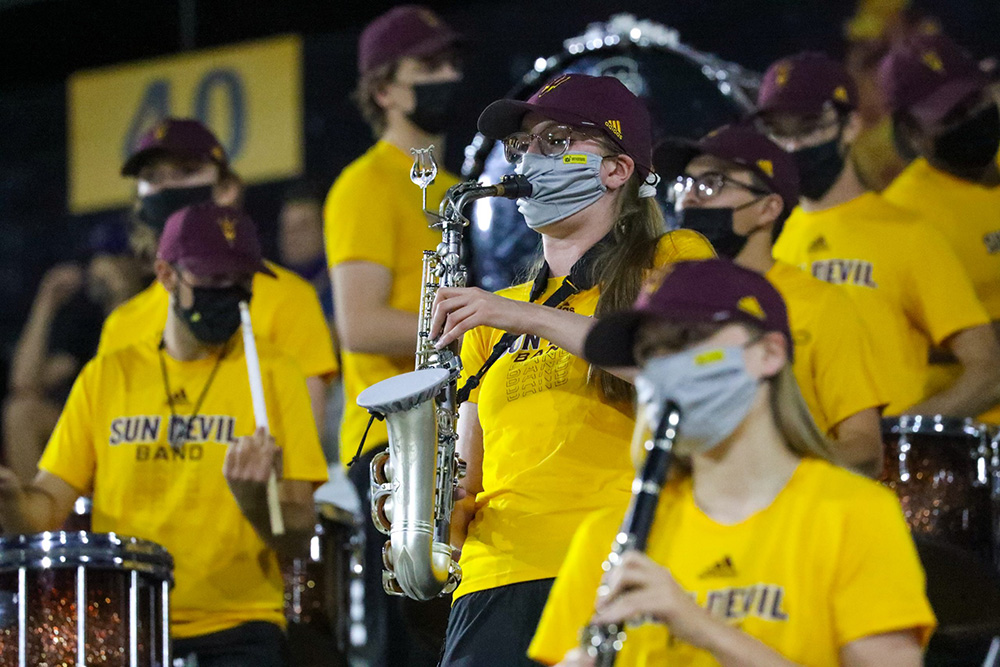Music to their ears After yearlong wait, ASU marching band members