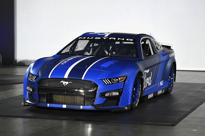 The 2022 Next Gen Ford Mustang Cup car was unveiled during a NASCAR media event in Charlotte, N.C., Wednesday, May 5, 2021. (Mike McCarn/AP)