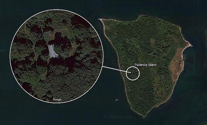 The only house on a small island in Rhode Island’s Narragansett Bay — with the unique address of 0 Patience Way — has hit the market for an asking price of $399,900. (Google)