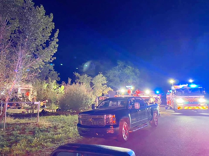 Central Arizona Fire and Medical Authority, along with other first-responder agencies, on the scene of a fire that was located inside the kitchen of a Chino Valley home on Monday, May 3, 2021. The fire was extinguished with no injuries reported. First responders saved the family dog that was trapped inside. (CAFMA, Facebook/Courtesy)