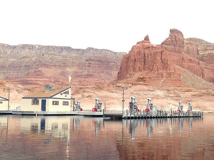 Dangling Rope Marina and the fuel dock at Glen Canyon National Park received damage because of wind. (Photo courtesy Aramark)