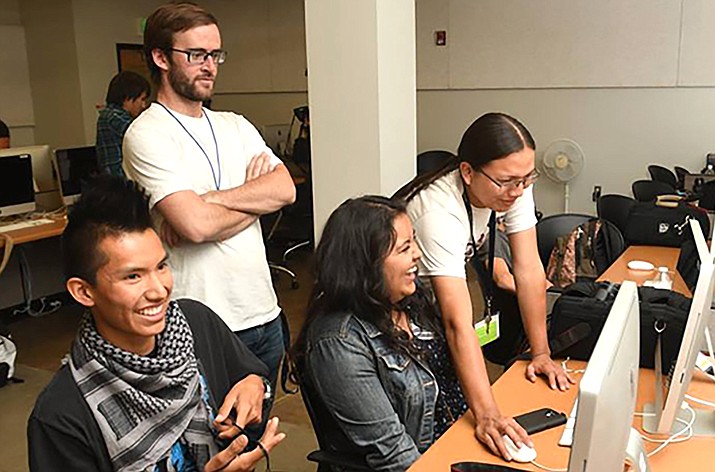 The Andy Harvey Indigenous Youth Media Workshop brings 25 Native American high school students from across Arizona & the Southwest to the Northern Arizona University Flagstaff campus to learn about broadcast media and journalism. (Photo/NAU)