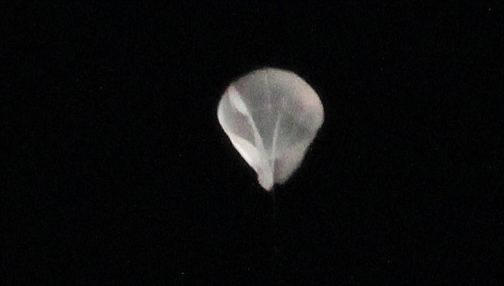 What area residents were seeing in the sky over Prescott on Tuesday night, June 8, 2021, was a high altitude research balloon launched from NASA's Columbia Scientific Balloon Facility in Ft. Sumner, New Mexico. It drifted west over Arizona and descended and touched down northeast of Chino Valley, Arizona. (Brian Haddad, for the Courier)
