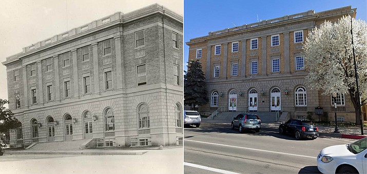 The first post office to be built in Prescott, left, was opened in 1931. Talk of the project and land was set aside in 1913, and it took 18 years to finish the federal building and post office at 101 W. Goodwin St. (Courier file photo) Today, the historic building has been sold, but it will continue to do business. (Google Maps Screenshot)