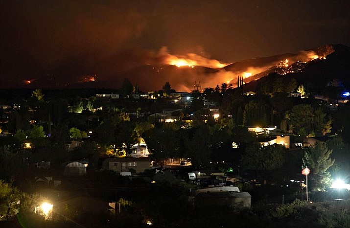 The Tiger Fire the night of Tuesday, July 6, 2021, view from the Incident Command post. (Inciweb)